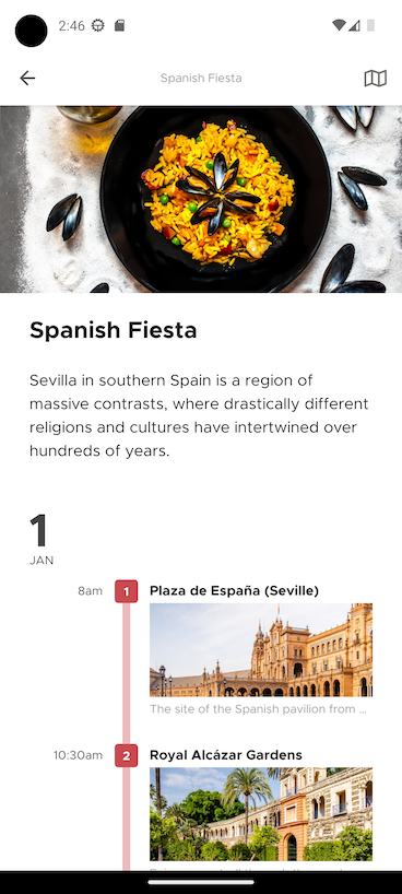 phone app screenshot itinerary